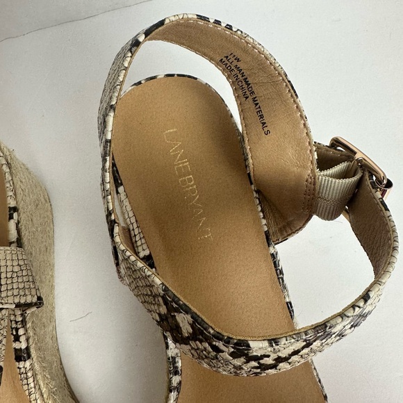 Lane Bryant Espadrille Snakeskin Wedges Strappy Sandals Womens Size 11 W​ide - Picture 8 of 13